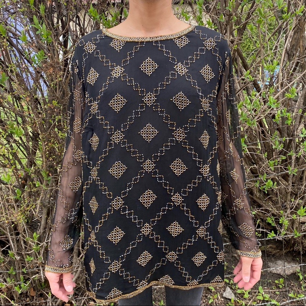 Beaded tunic top